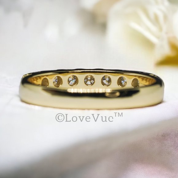 2.5mm Diamond Moissanite Brilliant Cut Half Eternity Wedding Ring Band - Picture 5 of 15